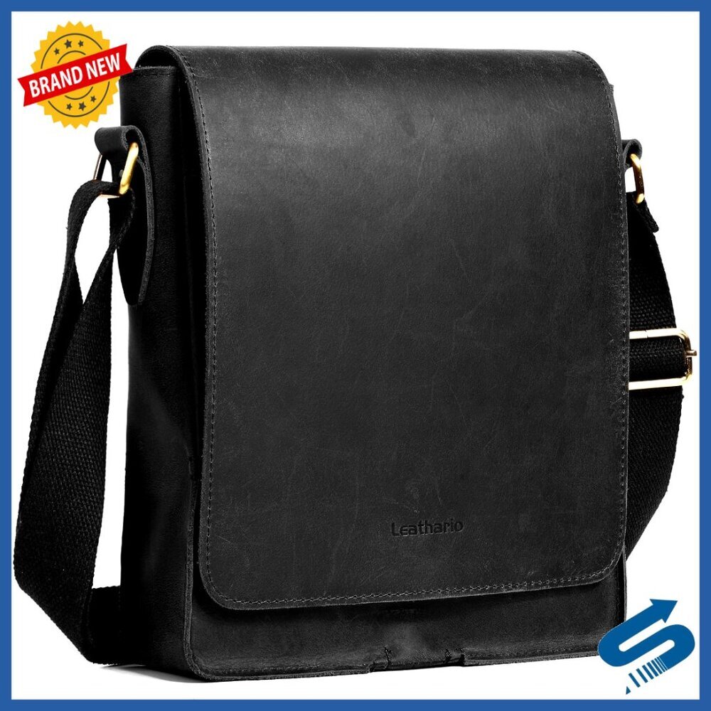 Genuine Leather Messenger Bag Crossbody Shoulder Purse Tablet Work Travel